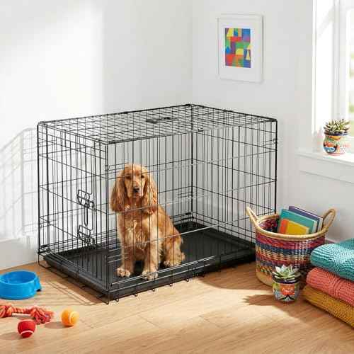36" Foldable Metal Dog Crate (Dark Black)