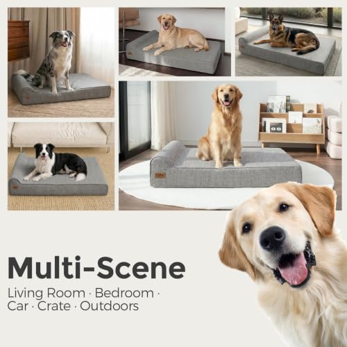 7" Thick Orthopedic Dog Beds for Extra Large Dogs (XX-Large / Style B-Grey)