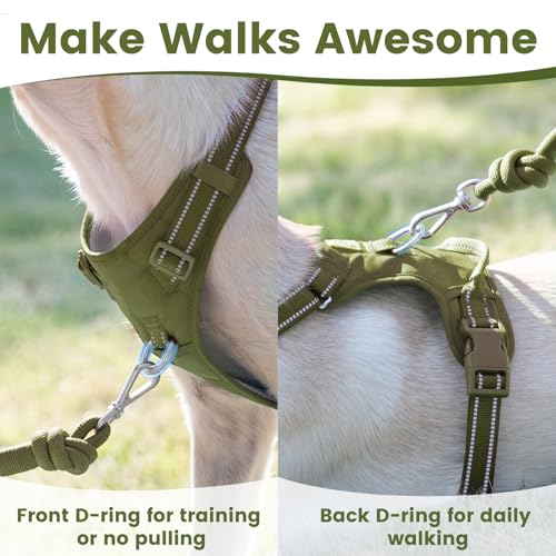 No Pull Dog Harness Front Clip Handle (Misty Green / S(Neck:15.7-22.0",Chest:17.3-24.8"))