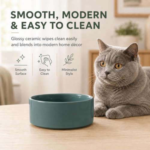 Cat Bowls Set of Two (Dark Green)