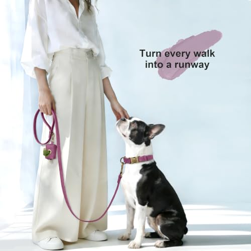 Soft PU Leather Dog Collar for Medium Dogs (M：Fit 14-18" Neck, Width ¾" / Purple)