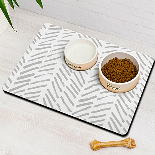 Dog Food Mats for Floors Absorbent (S(12"×20") / 02-White)