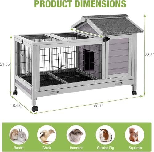 Rabbit Hutch 2 (Grey / 40.4"L x 23.6"W x 28.3"H)