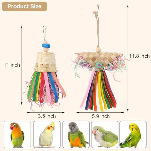 Bird Colorful Shredding Crinkles Foraging Toys Natural Sola Ball for Parrots Cockatiels Conures Budgies Senegal