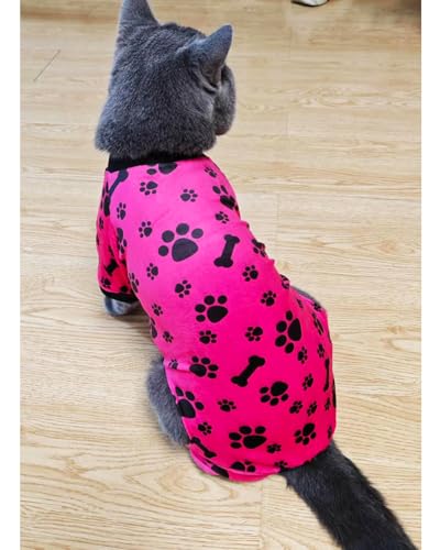 4 Pack Paw Print Fleece Dog Pajamas Warm for Medium Dogs (Large)