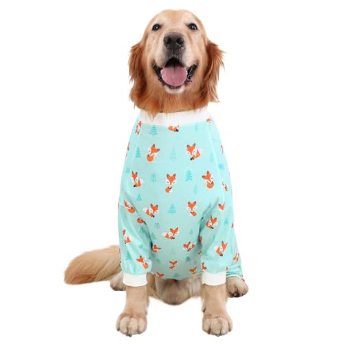 Dog Pajamas One Piece Light Comfy Pjs Pet Costume M (X-Large / Winter Foxes)