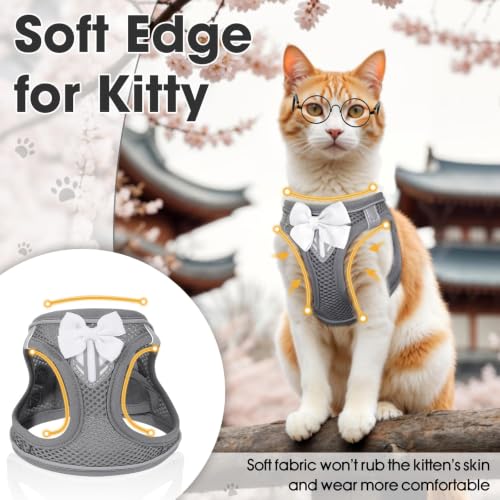 Cat Vest Harness and Leash Set (Grey / S)