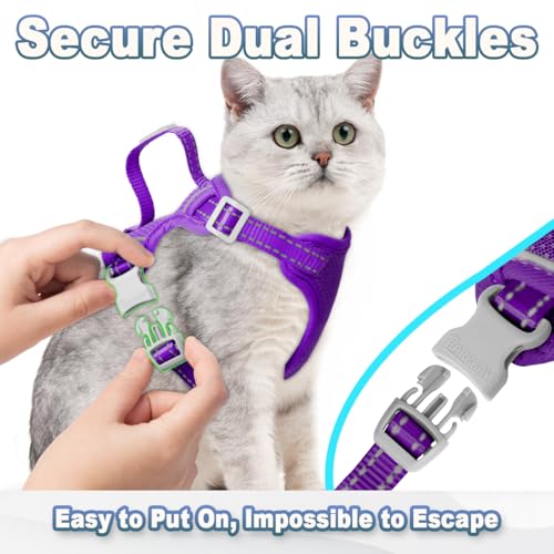 Cat Harness and Leash Set Escape Proof for Kitten Walking (X-Small / Purple)