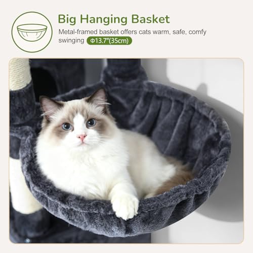52in Cat Tree Tower for Indoor Cats (Dark Grey / L)