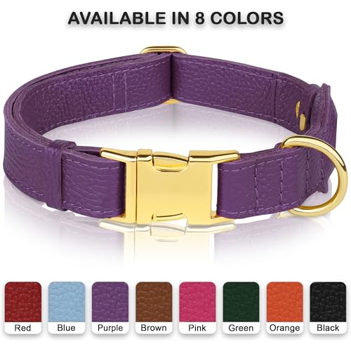 Leather Airtag Dog Collar (Purple / XL, 20"-25" Neck Fit)