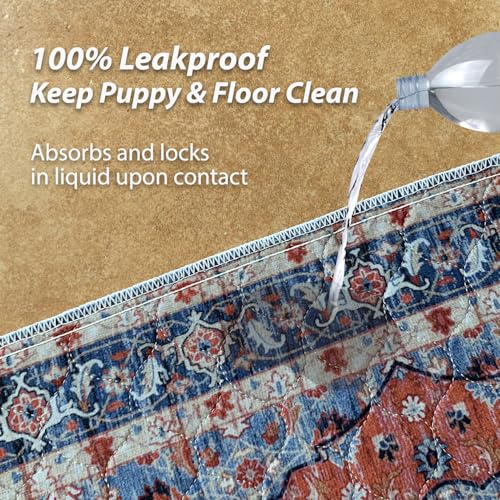 4PACK Washable Pee Pads for Dogs (24x48 Inch (Pack of 4) / Red/Floral)