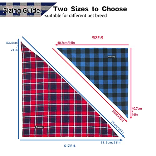 Adjustable Plaid Dog Bandanas (Brown&Blue / Small)