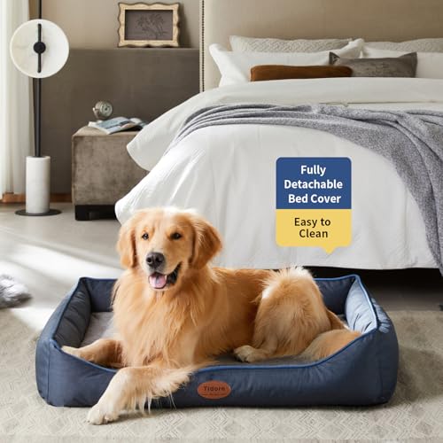 Orthopedic Dog Beds for Medium Dogs (39.4"L x 31.5"W x 7.4"Th / Navy Blue)