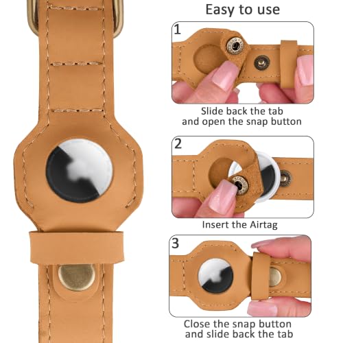 AirTag Dog Collar (Light Brown / L, 17"-21" Neck Fit)