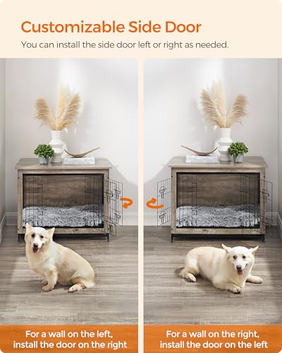 32.5" Dog Crate Furniture (Greige / 32.5"L x 21.9"W x 25.2"H)