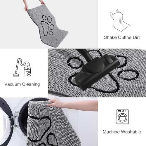 Dog Door Mat for Muddy Paws (59"X20" / Grey and Black)