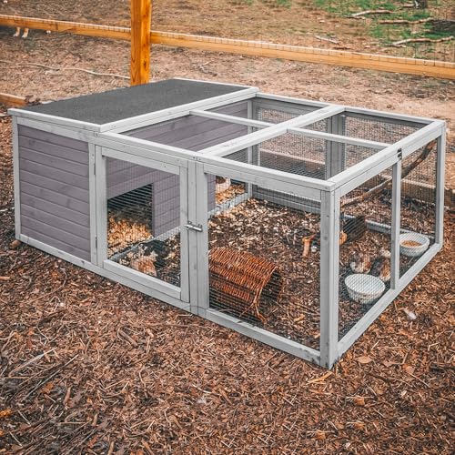 Chicken Coop Outdoor Rabbit Hutch with Run for Rabbits