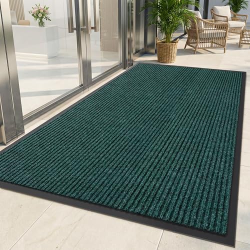 Indoor Outdoor Door Mat (Green Striped / 3' x 5' (Rectangular))