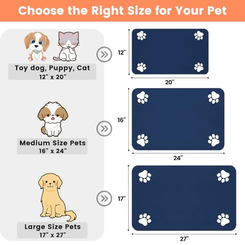 Pet Feeding Mat (Navy Blue / 27"L x 17"W)