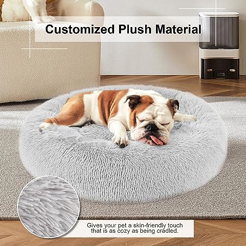 Dog Bed Cat Calming Bed (Light Grey / 36.0"L x 36.0"W x 7.0"Th)