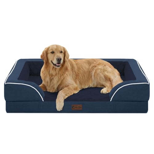 Orthopedic Dog Bed for Extra Large Dogs (Navy Blue / 42.0"L x 30.0"W x 8.5"Th)