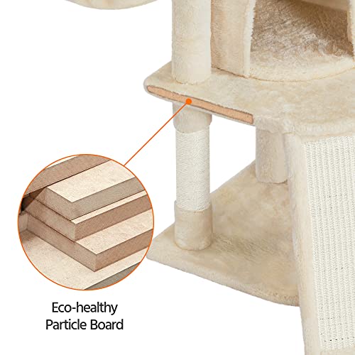 42in Cat Tree Tower for Indoor Cats (Beige)