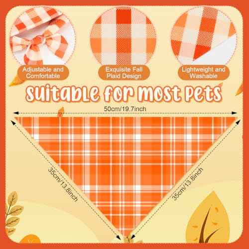 100 Pcs Fall Plaid Dog Bandanas Bulk (Fall Plaid / 19.7 x 13.8 x 13.8 Inch)