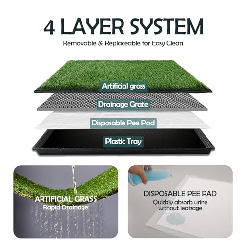 Dog Grass Pee Pads for Dogs with Tray (Small - 18 x 14 inch)