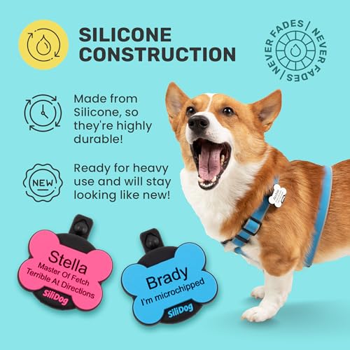 Personalized Engraved Silicone Dog ID Tag with Tracker Holder (White / AirTag-Holder)