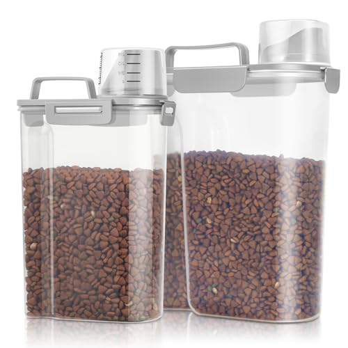 Pet Food Storage Containers 2 Pack 8 (Light Grey 6+3Qt)