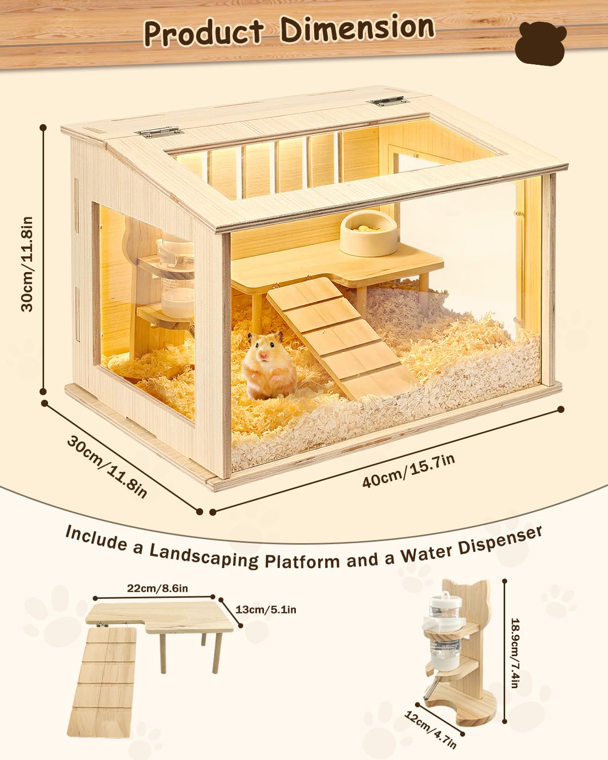Small Wooden Hamster Cage for Dwarf Hamsters