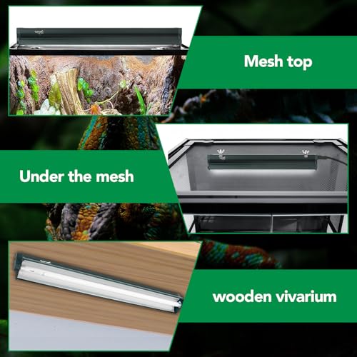T5 Reptile Light Fixture Green Combo Kit 39W Light Fixture Reptile Terrarium Hood 10.0 UVB Light Bulb Fluorescent Tube Ideal for Tropical and Deserts Such as Bearded Dragon Lizards and Tortoises (39W-Green / 39W 34.5IN Green)
