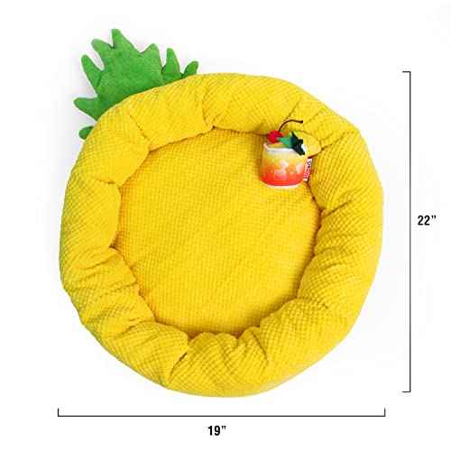 Soft Plush Small Cute and Cozy Food Dog Cat Bed (Pineapple)