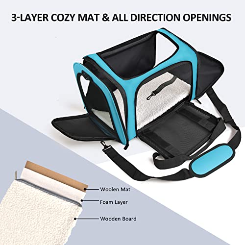Large Cat Carriers Dog Carrier Pet Carrier for Large Cats Dogs Puppies up to 25Lbs (20.0"L x 13.0"W x 13.0"H / Blue)