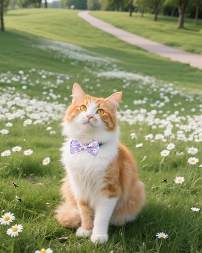 10 Pack Floral Dog Bowties for Small Dogs Sliding on Collar (S/M)
