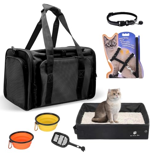 Cat Carrier with Litter Box (Whole Black)