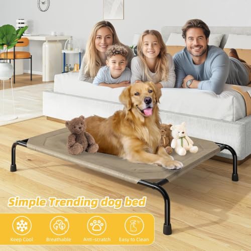 Raised Dog Bed for Large Dogs (47.75"L x 30.5"W x 8"Th / Brown)