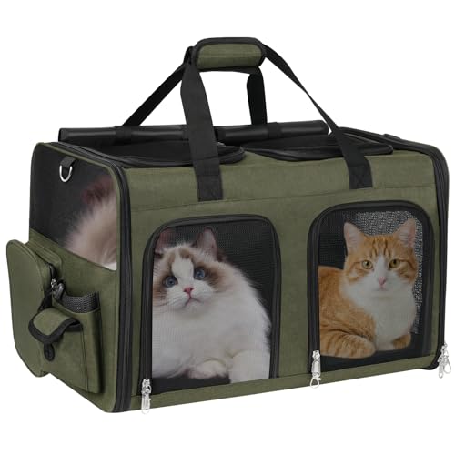 Cat Carrier for 2 Cats Double Pet Carrier Extra Large Green 2026 Upgraded (Green Upgraded)