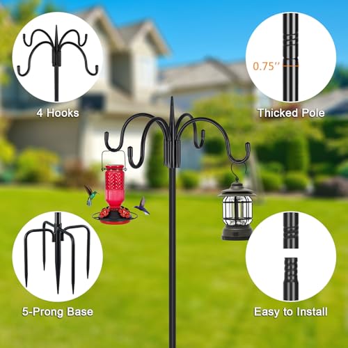 Heavy Duty Shepherds Hook 2 Pack 76" Four Hooks Adjustable (76 Inch)