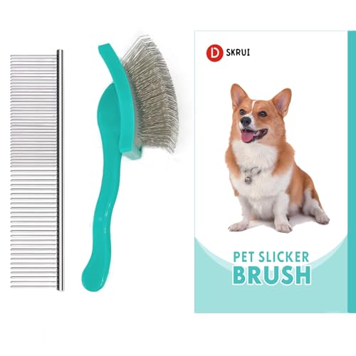 Extra Long Pin Dog Grooming Brush Haired Dogs & Pet Comb Value Kit (Vlaue Kit)