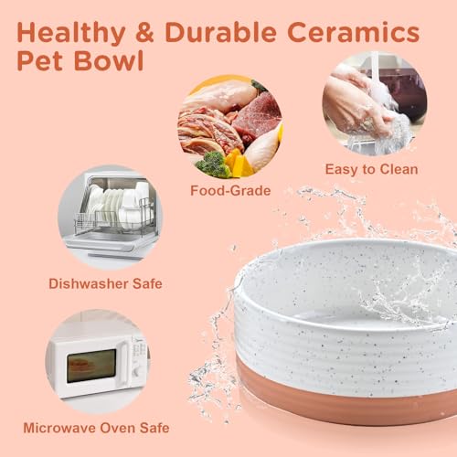 Elevated Dog Bowls Ceramic (7.3 in - 5.3 cups / Pattern White)