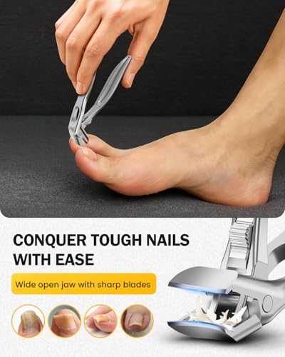 Curved Toenail Clippers for Seniors (Silver / Medium)