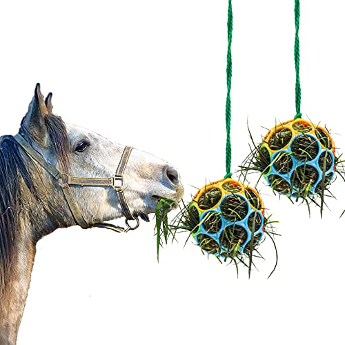 2 Pack Horse Treat Ball Hay Feeder Toy (Colorful)