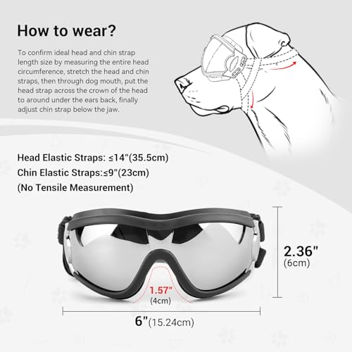 Dog Goggles for Large Breed Pet Sunglasses Eye Protection Anti (Silver / Large)