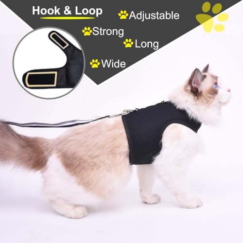 Cat Harness and Leash Set for Walking Escape Proof (Black / Xxl 19-26 lbs)