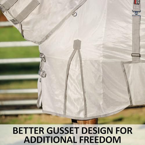 Soft Interlock Mesh II Horse Fly Sheets (Horse Size 76 / Horse Euro Bellyband / Silver)