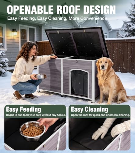 XXL 59" Extra Large Heated Dog House for Outside with Iron Frame