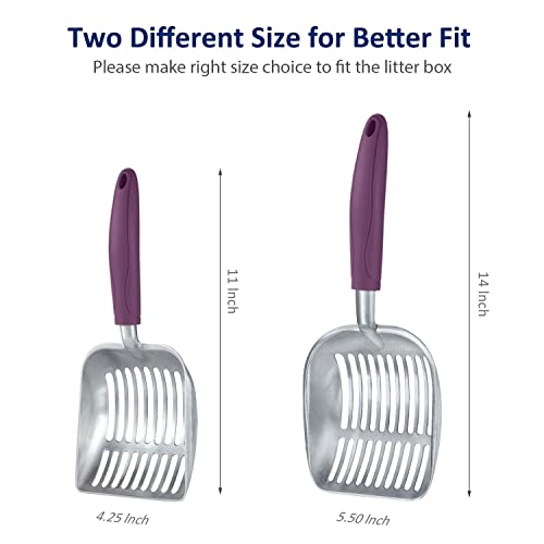 Cat Litter Scoop (Small / FLAT Aluminum \ #07 Violet Handle)