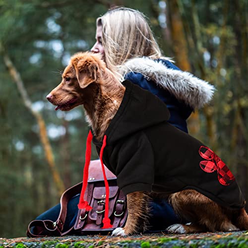 Dog Hoodie Flannel Pet Hooded Sweater with Hat Puppy Pullover Sweater Shirt (Small / Black)