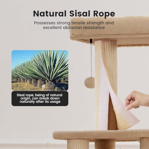65in Large Cat Tree Heavy Duty Tower Condo & Sisal Posts for Cats (Biege-Plus / 65 in)